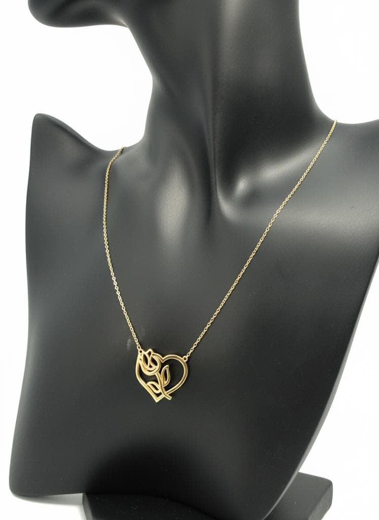 18K GOLD - INTERTWINED HEARTS LOVE NECKLACE-2.8g