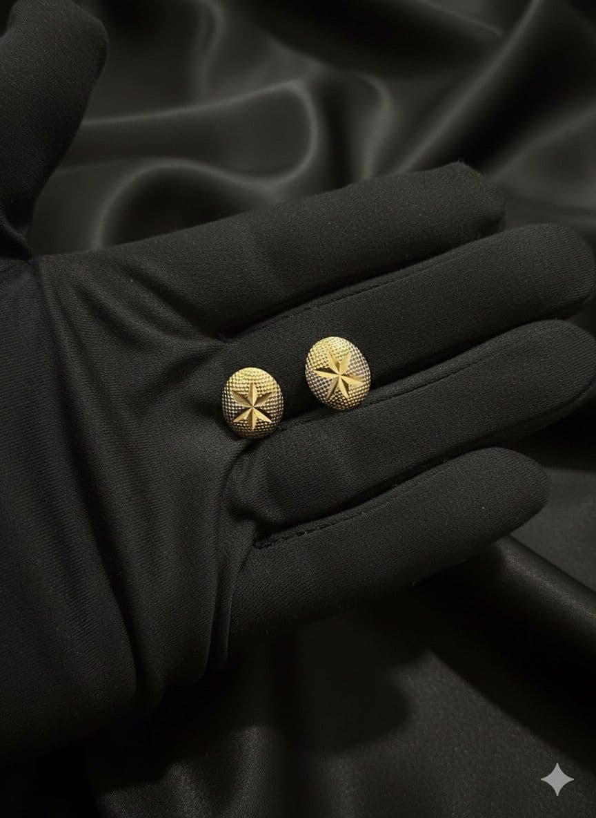 18K GOLD - TWO TONE STARBURST STUD EARRINGS