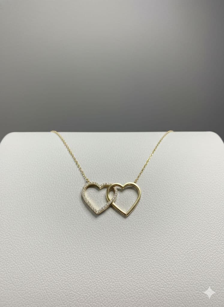 18K GOLD - INTERLOCK HEART NECKLACE