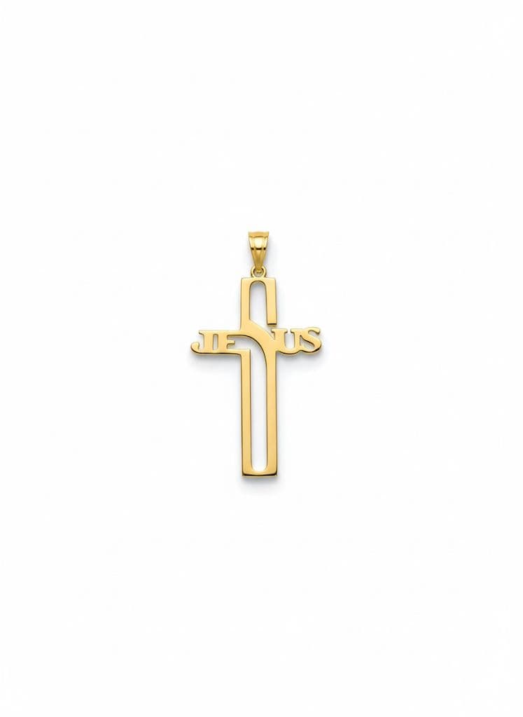 18K GOLD - “JESUS” CROSS PENDANT - 1.8g